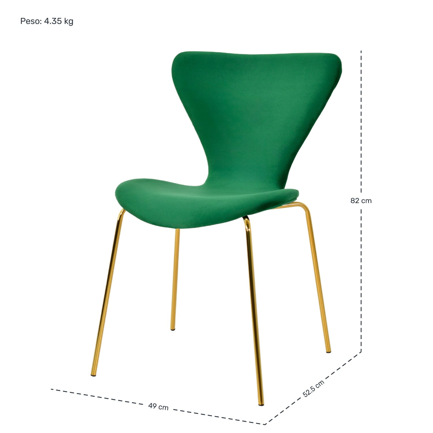 Silla Terciopelo Comedor Tapizada Minimalista Verde