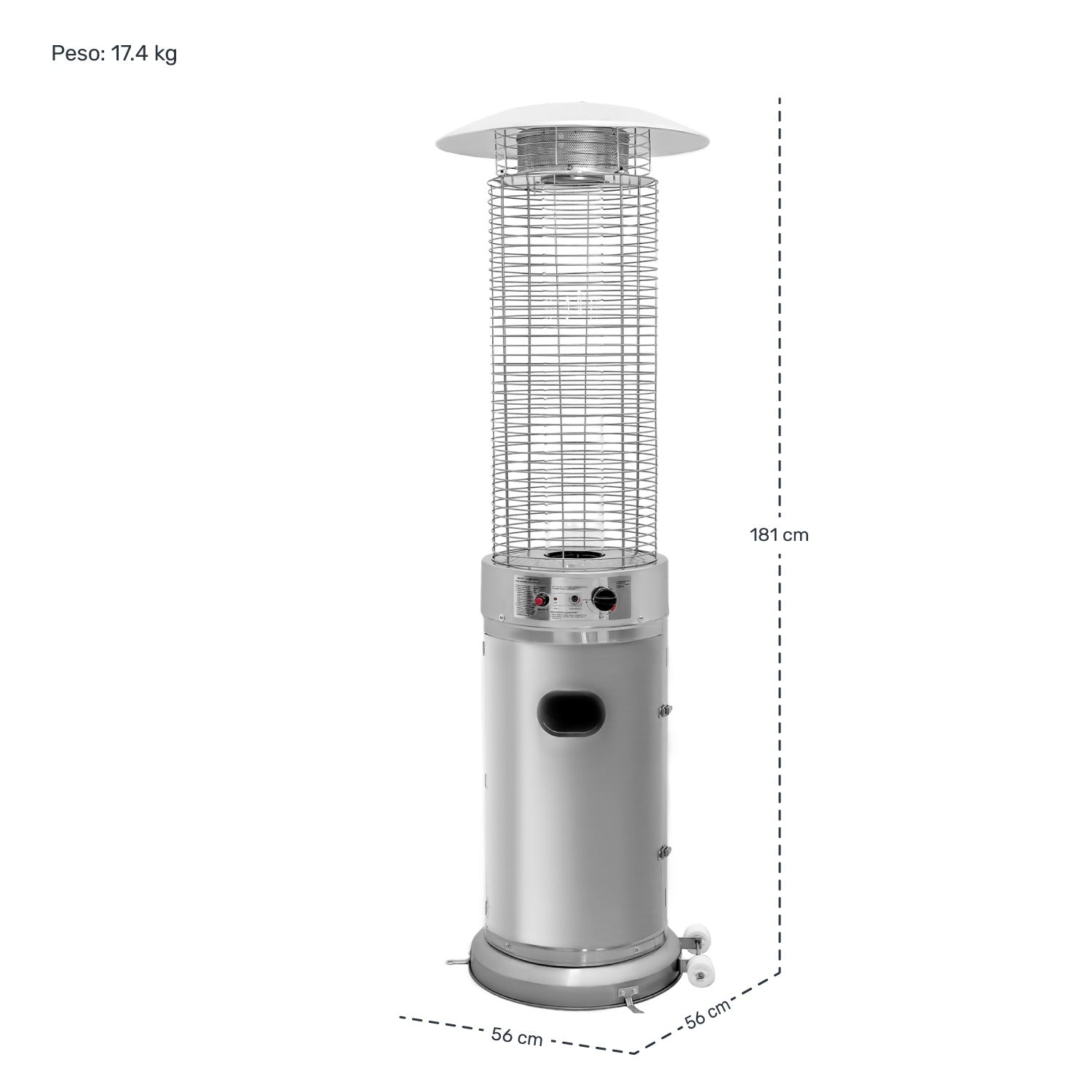 Calefactor Patio Exterior Calenton Torre Gas Lp 1.8m Marca Gutstark