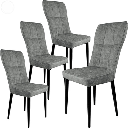 Silla Comedor Alta Vinipiel Moderna Tapizada  Estructura De La Silla Negro Asiento Gris Oscuro