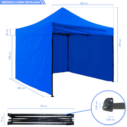 Carpa Paredes Lona 3m X 3m Plegable Impermeable Toldo