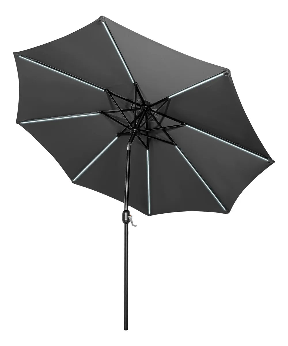 Sombrilla 2.63m Luz Led Jardin Exterior Patio Playa Terraza Color Negro Jardimex
