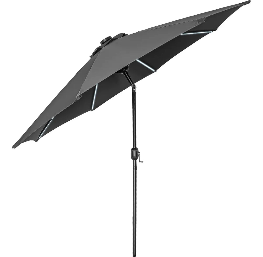 Sombrilla 2.63m Luz Led Jardin Exterior Patio Playa Terraza Color Negro Jardimex