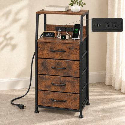 Buro Alto Mesa Noche 4 Cajones Organizador Enchufe Electrico Mate Country