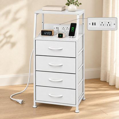 Buro Alto Mesa Noche 4 Cajones Organizador Enchufe Electrico Mate Nórdico