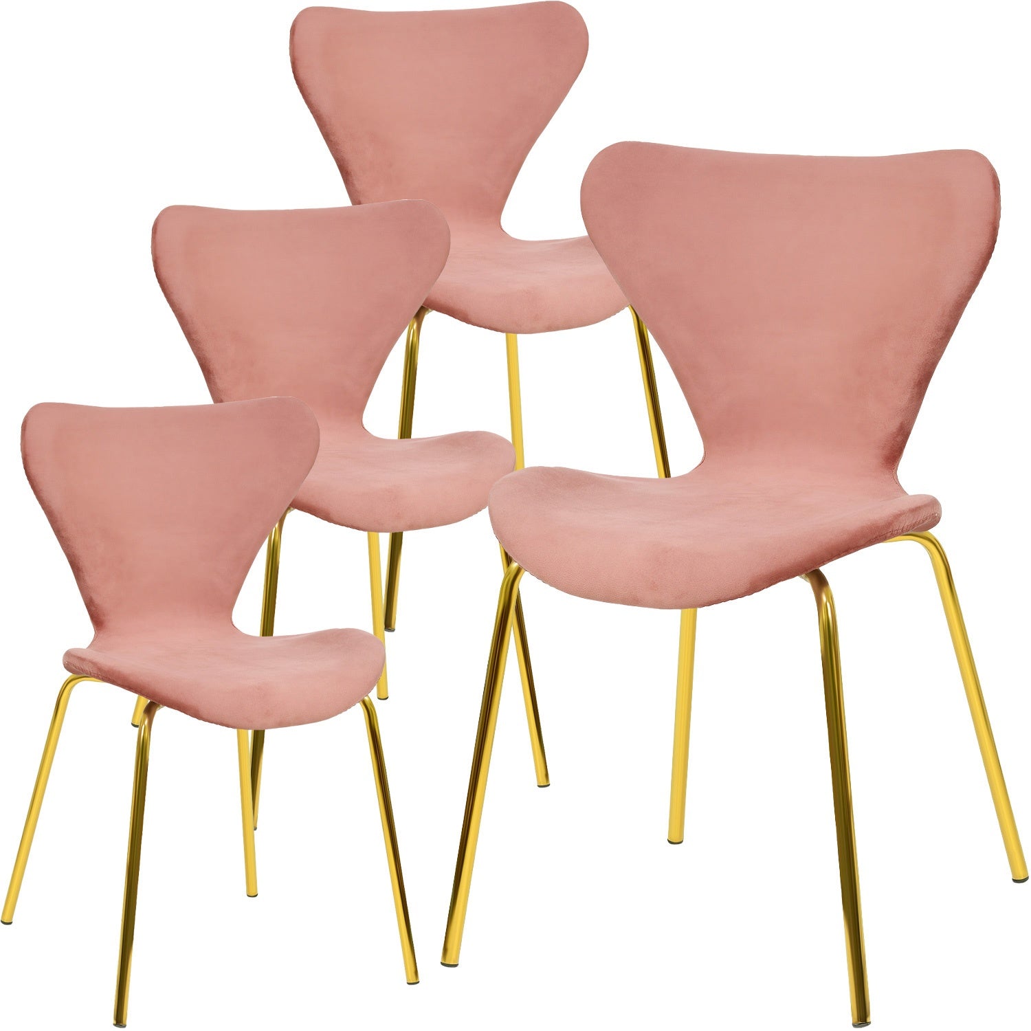 Silla Comedor Tapizada Minimalista Terciopelo Rosa