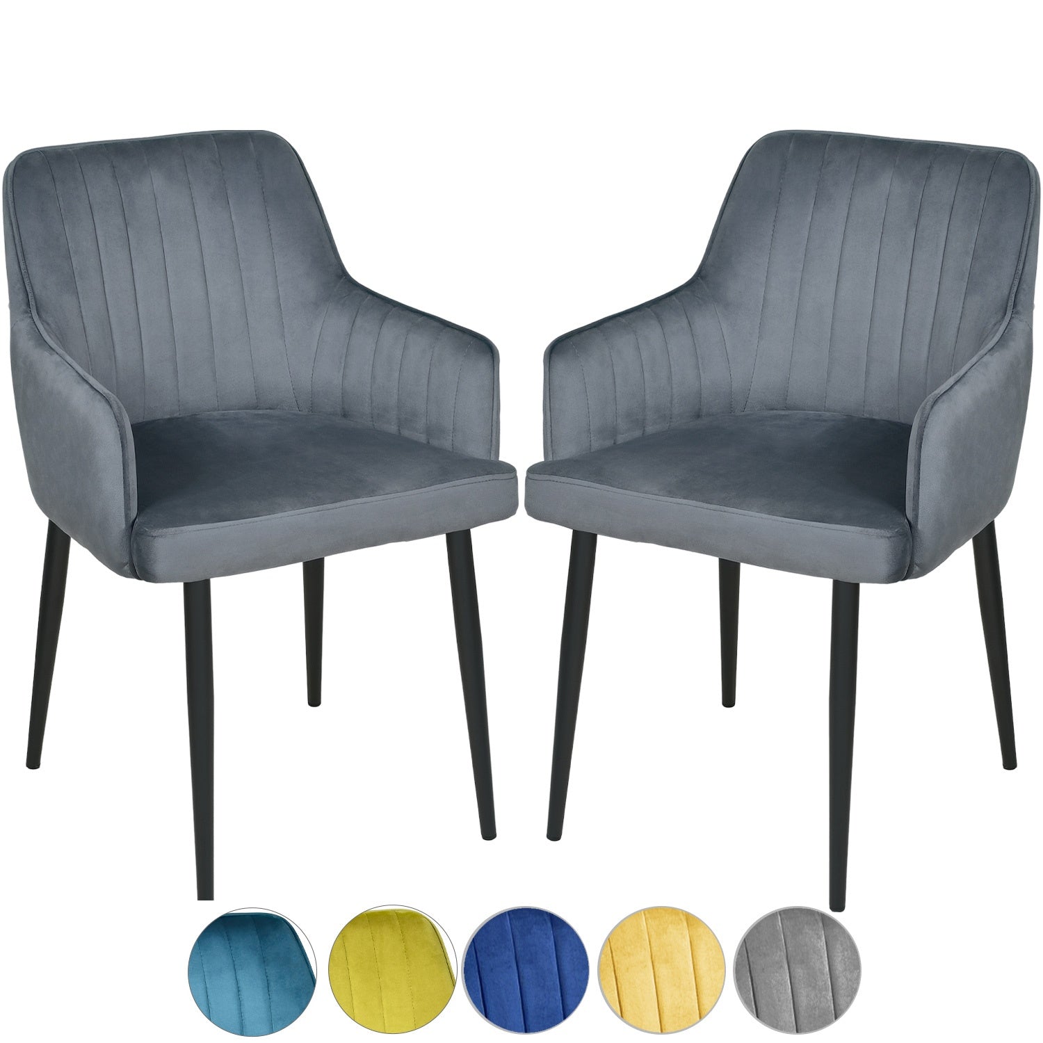 Silla Sillon Comedor Tapizado Terciopelo Moderno Gris