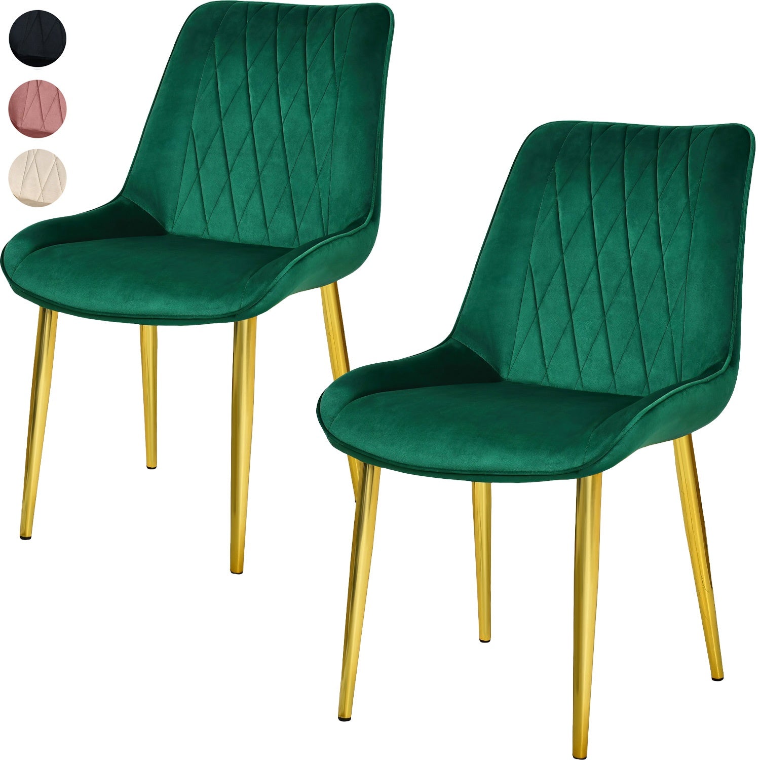 Silla Comedor Tapizadas Terciopelo Elegantes Verde