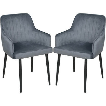 Silla Sillon Comedor Tapizado Terciopelo Moderno Gris
