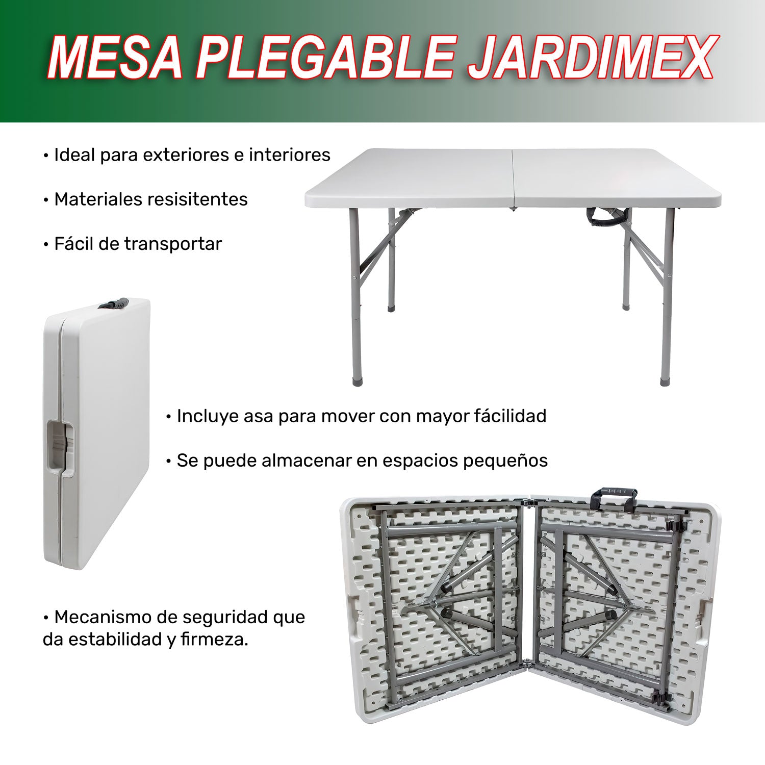 Mesa Plegable Tipo Portafolio 122cm Portatil Jardin