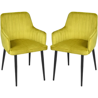 Silla Sillon Comedor Tapizado Terciopelo Moderno Amarillo