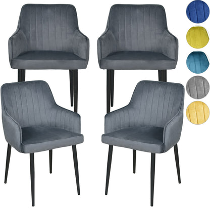 Silla Sillon Comedor Tapizado Terciopelo Moderno Gris
