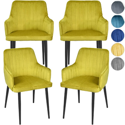 Silla Sillon Comedor Tapizado Terciopelo Moderno Amarillo