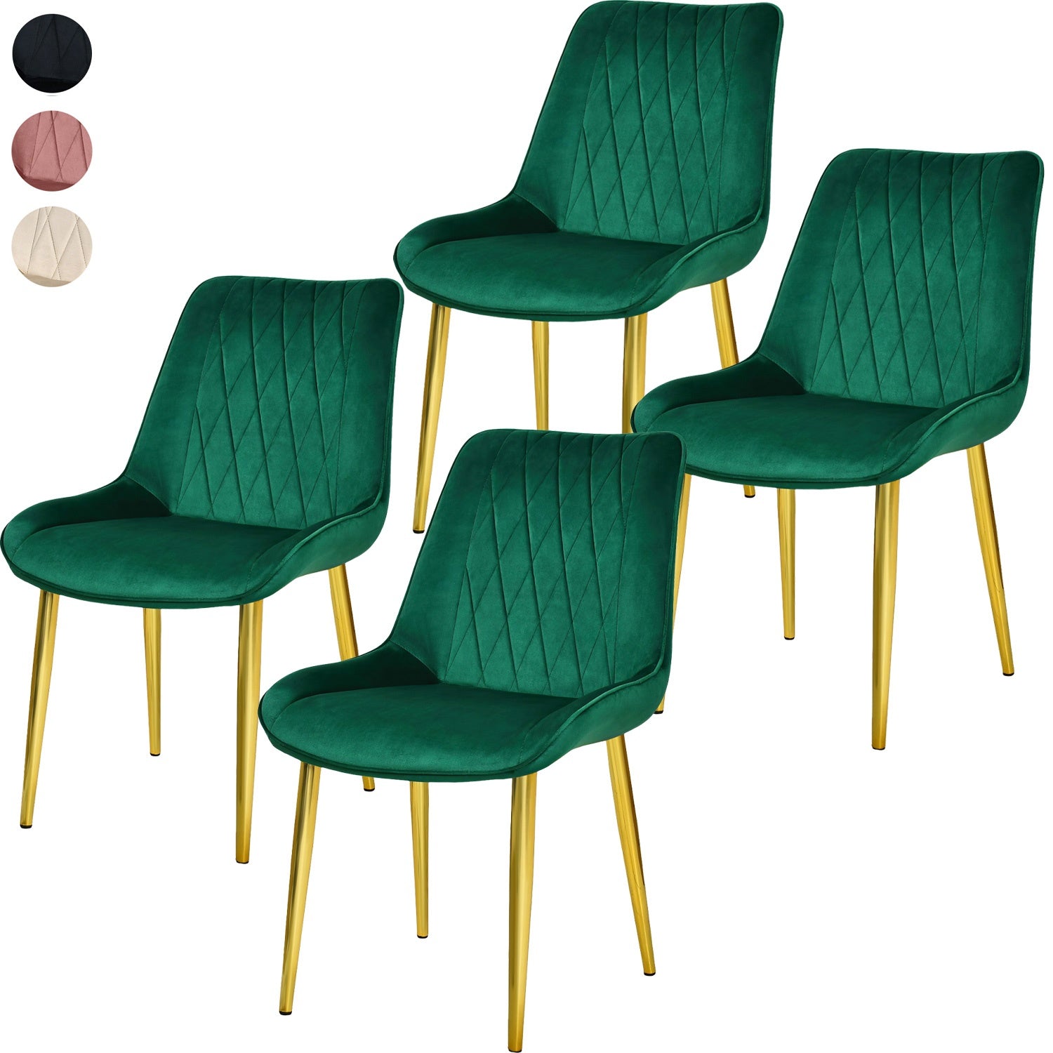 Silla Comedor Tapizadas Terciopelo Elegantes Verde