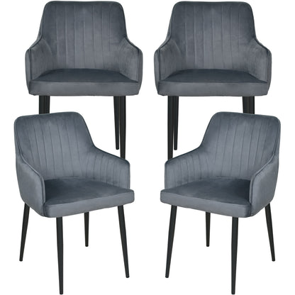 Silla Sillon Comedor Tapizado Terciopelo Moderno Gris