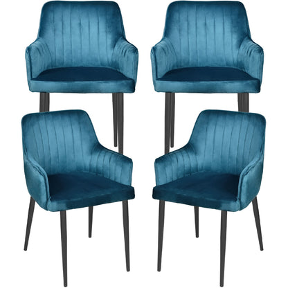 Silla Sillon Comedor Tapizado Terciopelo Moderno Azul