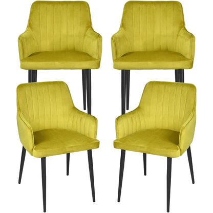 Silla Sillon Comedor Tapizado Terciopelo Moderno Amarillo