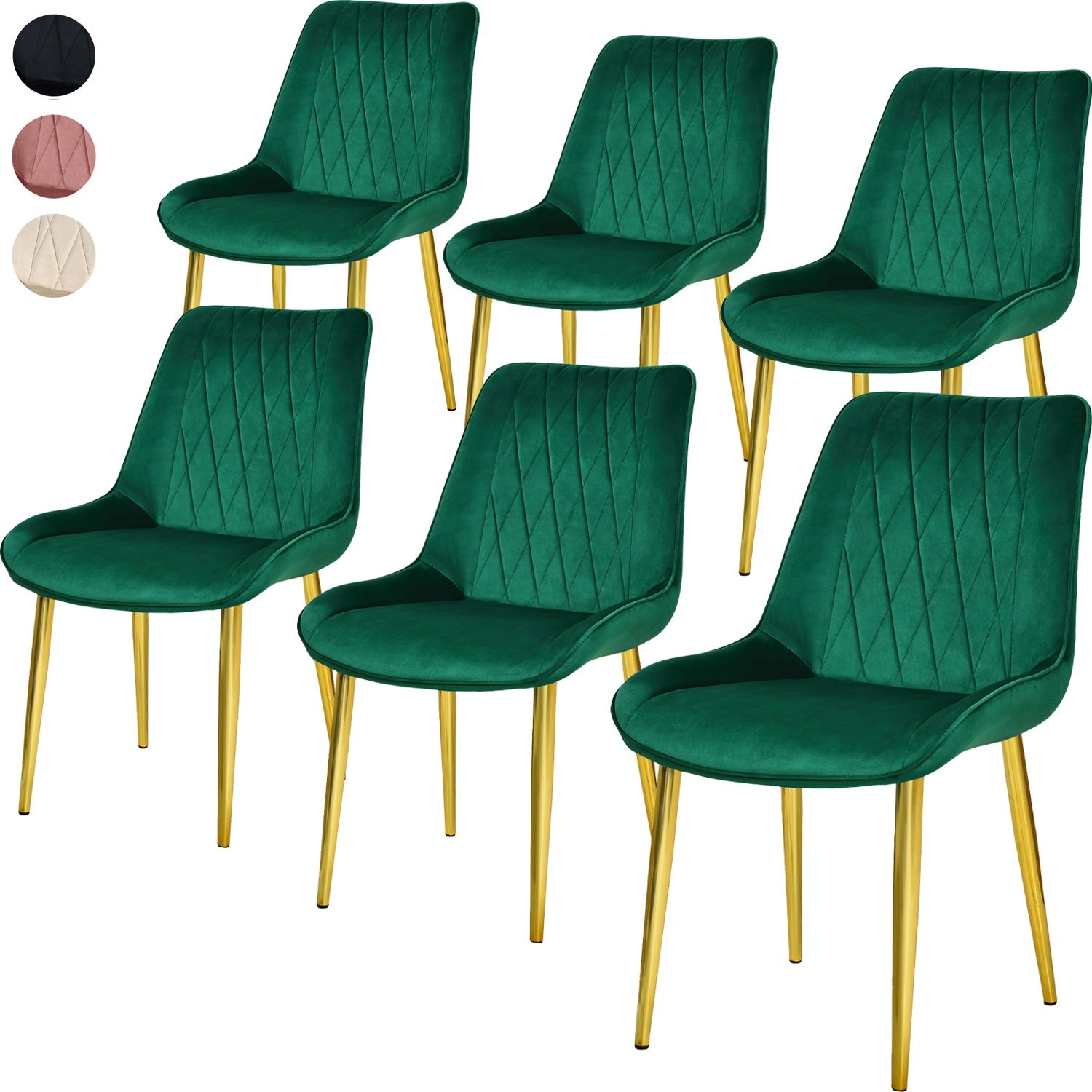 Silla Comedor Tapizadas Terciopelo Elegantes Verde
