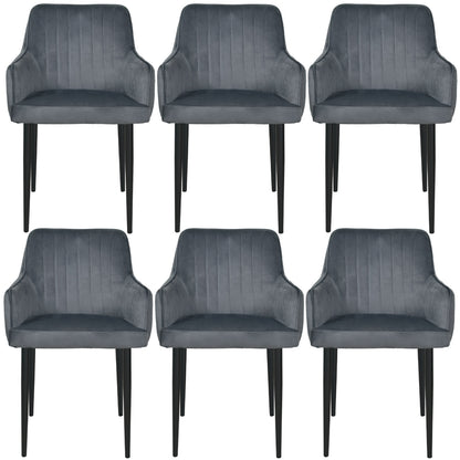 Silla Sillon Comedor Tapizado Terciopelo Moderno Gris