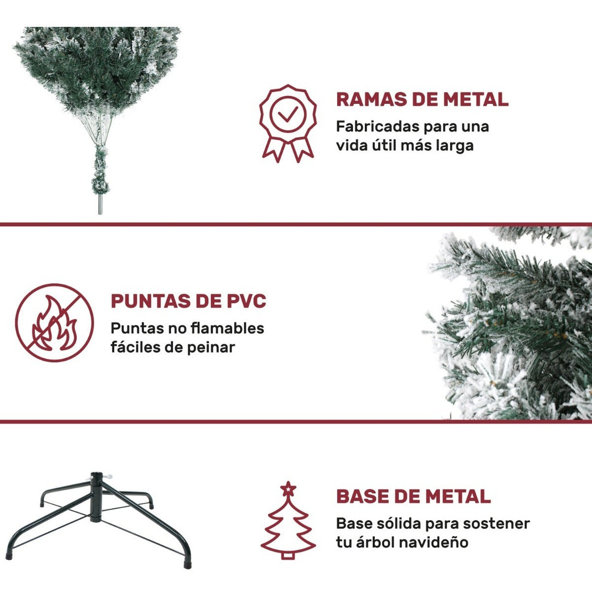 Arbol Navidad Nevado 180 Cm Luces Led Frondoso 600 Ramas