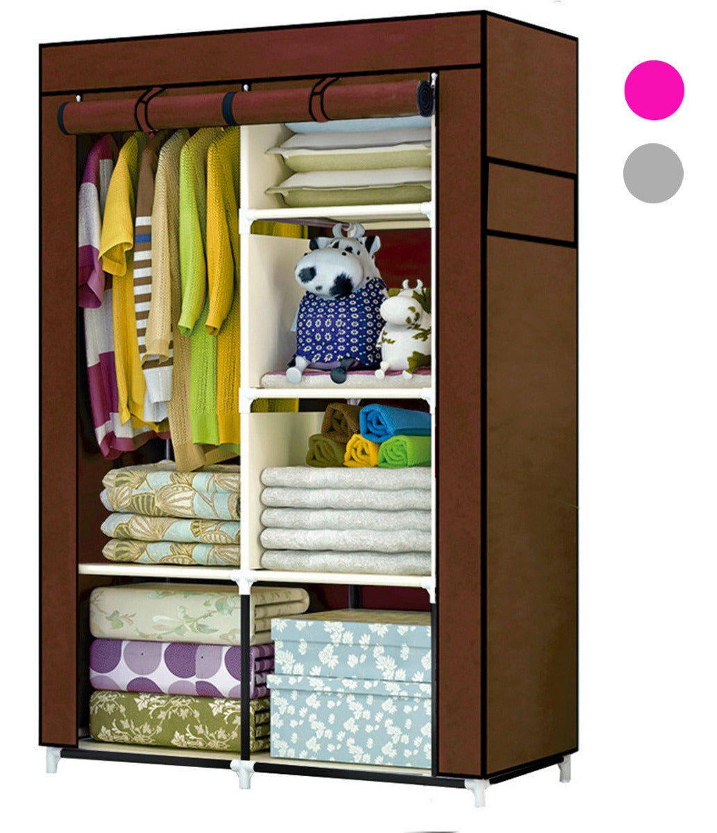 Closet Armable Portatil Entrepaños Tela Ecologica Cafe