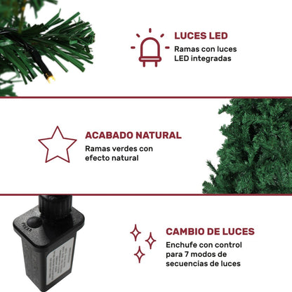 Arbol Navidad Verde 190 Cm Frondoso Luces Led 736 Ramas