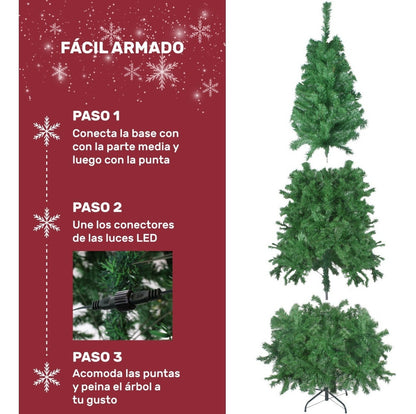 Arbol Navidad Verde 190 Cm Frondoso Luces Led 736 Ramas